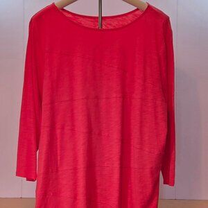 St. John’s Bay Women’s 3/4 Sleeve 100% Cotton Top, 1X, Coral, Never Worn